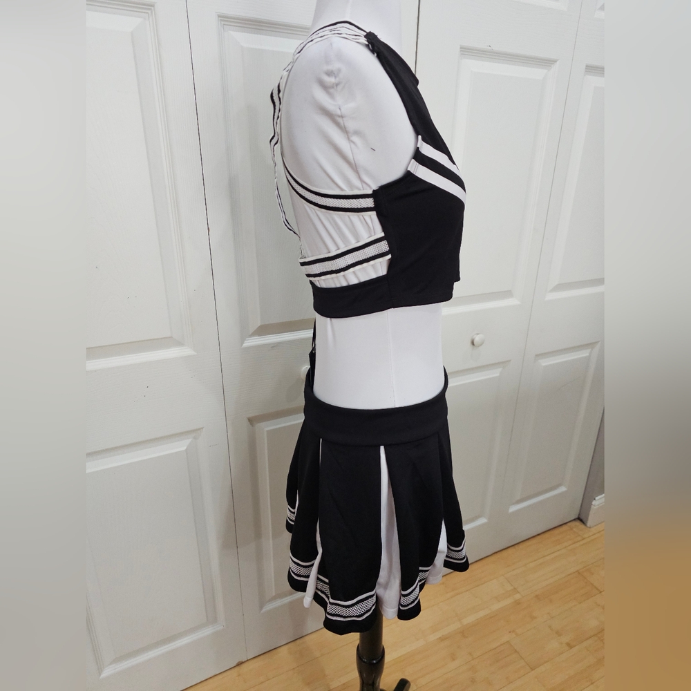 Dolls Kill Trickz N Treatz Black & White Witchy Coven Cheerleader Costume Set M - Picture 3 of 7